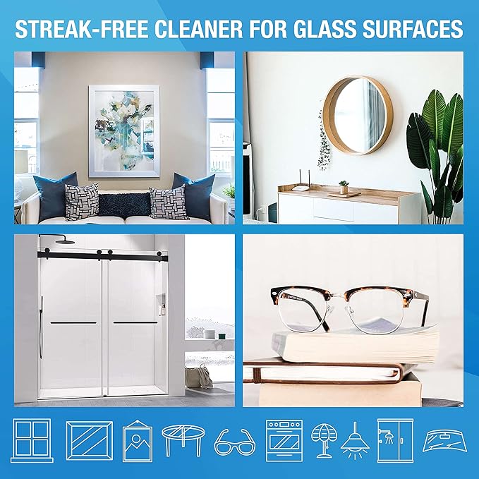 MiracleSpray for Glass -16 Fl Oz - Streak Free Cleaning Wipes for Mirrors, Windows, Kitchen, Home, and Auto