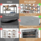ROJASOP Shoe Rack with Covers, Stackable 10 Tier Tall Shoe Shelf Storage 50-55 Pairs Shoes and Boots Large Capacity Vertical Shoe Rack Organizer for Closet Entryway Garage Bedroom, Grey