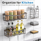 EUDELE 5-Pack Rustproof Stainless Steel Shower Caddy Set– No Drill Adhesive Bathroom Organizer, Space-Saving Shower Shelves for Apartment Essentials, Bathroom/Kitchen Storage Home Decor-L Size