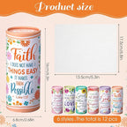 Outus 12 Pack Car Tissues Cylinder Holder Christian Round Tissue Box Cup Holder 3 Ply Facial Napkins Bible Verses Napkins Container for Car Home Office Dispenser Travel Prayer Church Religious Gifts