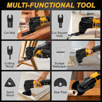 Cordless Oscillating Multitool Compatible with DeWalt 20V Max Battery, Tool Only, 6 Speeds 8,500-21,000 RPM, Bulit-in LED Light, 22 Accessories, Oscillating Power Tools for Scraping Cutting Sanding