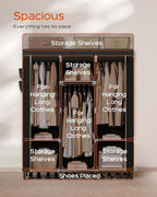 CASAMAYA Portable Closet, 51.2 Inch Large Capacity Wardrobe Closet with Cover, Clothes Storage Organizer with Shelves and 3 Hanging Rods, Easy to Assembly, Black PCT203B01