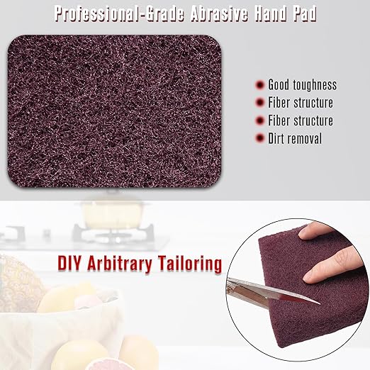 7447 General Purpose Scrub Pad - Maroon, 6" X 9", 20PCS Abrasive Finishing Pad for Paint Prep, Scuffing, Scouring, Sanding, Adhesion Scratch