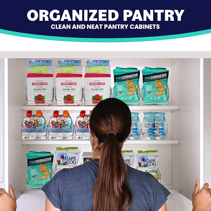 ELTOW 6-Pack Snack Organizer, 3-Compartment Plastic Bins with Removable Dividers, Chip & Food Storage for Pantry, Spices, Fridge, and Cabinet