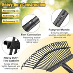 Garden Rake for Leaves: 18” Wide Metal Leaf Rake, 65” Long Adjustable Handle, Heavy Duty 25 Teeth, Fast Kids Women Large Lawn Yard Garden Leaf Cleanup Gardening Rakes: Grass,Debris,Pine Needles Pick