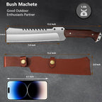 Machete w Sheath for Yard Work, 15'' Full Tang Camping Machete for Cutting Trees Heavy Duty, Survival Machetes, 0.22’’ Thick 5CR15MOV Stainless Steel Blade Spine & Wood Handle, Clearing Brush and Gardening