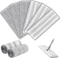 Flat Mop Head Replacement Pads Compatible with Joy-MOOP Mop and Bucket Set, Reusable Washable Squeeze Microfiber Mop Refills for Oshang Bosheng Mop - 13" X 4.9", Grey/Stripe
