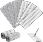 Flat Mop Head Replacement Pads Compatible with Joy-MOOP Mop and Bucket Set, Reusable Washable Squeeze Microfiber Mop Refills for Oshang Bosheng Mop - 13" X 4.9", Grey/Stripe