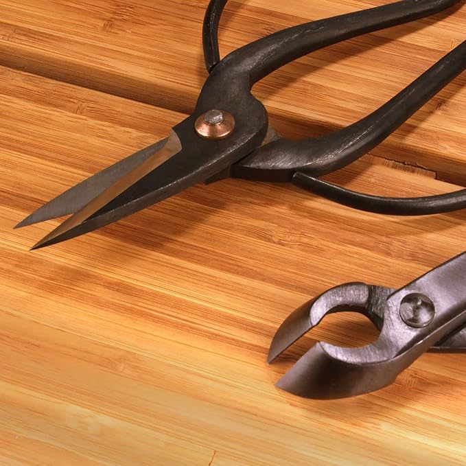 BambooMN Bonsai Basics Set - 8" Concave Cutter, 7" Heavy Duty Shear - 3 Sets