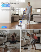 iXlion Cordless Vacuum Cleaner - Powerful Stick Vacuum with HEPA Filter, 55-Min Runtime, LED Light, Anti-Tangle Brush, Detachable Battery, Lightweight for Home, Pet Hair, Carpets & Hard Floors