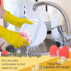 Heart Shaped Non-Scratch Scrub Sponge, Dual-Sided Cleaning Kitchen Sponge and Scrubber for Washing Dishes, Pots & Pans and Household Cleaning Supplies, 20 Pcs Scrubbing Sponges