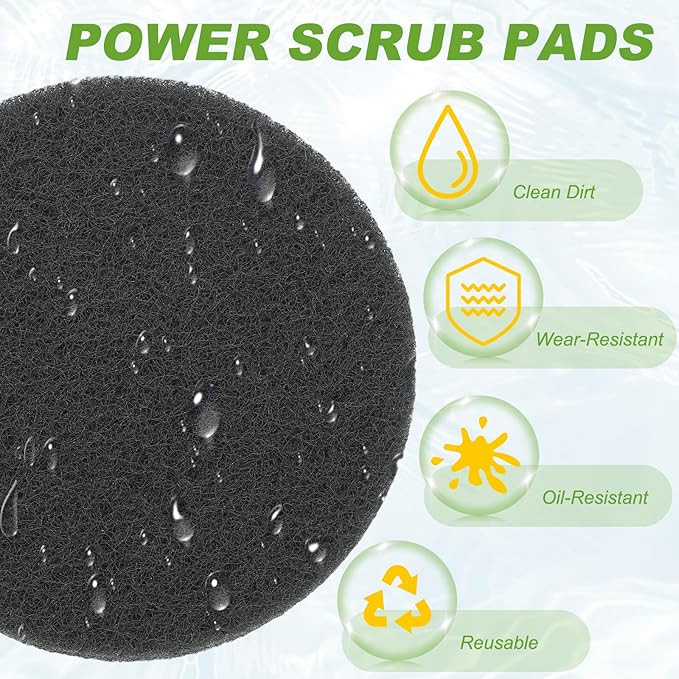 Power Scrub Pads, Scrubbing Pads 800 Grits Scouring Discs - Fitting for (Home Kitchen Cleaning - Drill Attachment - Scrubber Replacement) 6 Pcs & 5 Inch & Dark Gray
