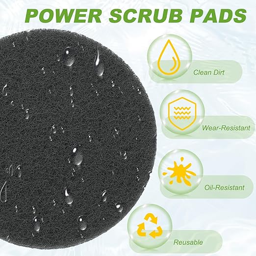 Power Scrub Pads, Scrubbing Pads 800 Grits Scouring Discs - Fitting for (Home Kitchen Cleaning - Drill Attachment - Scrubber Replacement) 8 Pcs & 4 Inch & Dark Gray