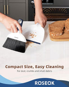 Mini Broom and Dustpan Set for Cleaning, Compact Desktop Dustpan with Brush for Kitchen Counter, Office, Car, Navy Blue, 1 Pack