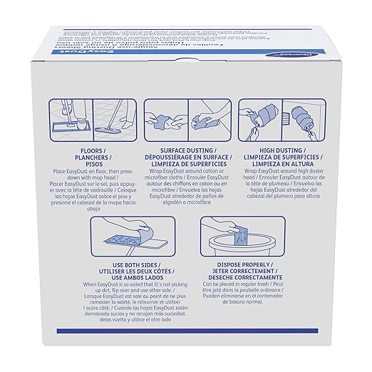 Diversey 9292466 EasyDust Single-use Dusting Sheets, Disposable Multisurface Cleaning Wipes for Floors, Dust Wipes Trap Dirt, Unscented 5x6-inch Sheets, 250-Sheets, 1-Box