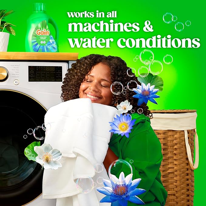 Gain Ultra Oxi Liquid Laundry Detergent, 107 loads, 154 fl oz, Waterfall Delight Scent, 2-in-1, HE Compatible