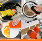 Upgraded 6-Piece Griddle Cleaning Kit for Blackstone, Flat Top Grill Cleaner Non-Scratch Scouring Pads for Kitchen - Heavy-Duty 5 Griddle Scrubber Pads with 1 Handle