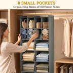 Ofiray-home 6 Tier Hanging Closet Organizer, 16 Compartments Sweater Organizer for Closet with 3 Sturdy Hooks, Closet Organizers and Storage, Wardrobe, Rv, Garment Rack, Grey