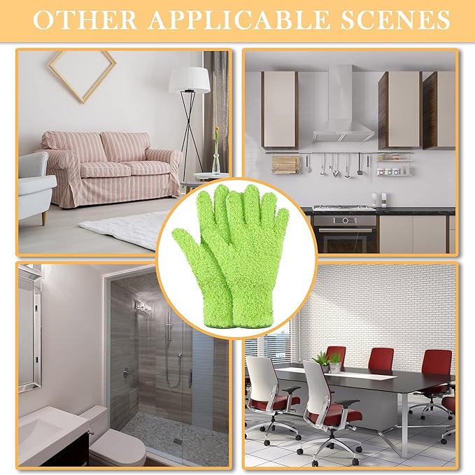 Patelai 3 Pairs Microfiber Plant Dusting Gloves Leaf Cleaning Gloves for Indoor Plants, Blinds, Furniture, House (Green Yellow,Water Blue,Pink,Large)