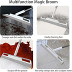 Multifunction Magic Broom, Silicone Floor Squeegee with 56" Long Handle, Rubber Sweeper, Air Broom for Floor Bathroom Kitchen Shower Tile Pet Hair Fur Marble Glass Water Window Foam Cleaning (Grey)
