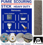 3-Pack PUMIE Pumice Stone for Toilet Bowl Cleaning, Pumice Scouring Stick for Removing Hard Water Rings, Buildups, Rust, Tough Stains on Toilet Bowl, Bathtub, Pool, Kitchen Sinks, Grill, Tiles Surface