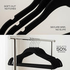 Utopia Home Velvet Hangers 30 Pack – Luxury Non-Slip Slim Pant & Coat Hangers, Strong Space-Saving Clothes Hangers with Pants Bar and 360° Swivel Hook – Black
