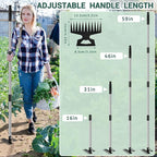 Weed Puller Tool with Long Handle, 2 in 1 Manual Weed Rake and Garden Hoe, 11 Tooth Weed Remover Tool, Hoe Garden Tool, Uprooting Weeding Tool for Yard, Lawn, Patio and Garden