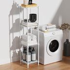 IZEUK 4 Tier Steel Storage Shelves, Adjustable Wire Shelving Unit for Kitchen, Bathroom, or Office Organization, Heavy Duty Metal Rack, 480 lbs Capacity, 11.8" D x 11.8" W x 47.3" H, White