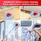 Spin Mop Head, Base, Handle Replacement for O-Ceda RinseClean 2 Tank System,4 Microfiber Mop Refills, 1 Base and 30-58in Handl Set Combo (Blue 2 Tank System)
