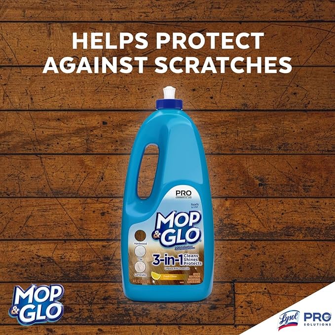 Mop & Glo Multi-Surface Floor Cleaner, Lemon Scent, 64 Oz Bottle, Case Of 6