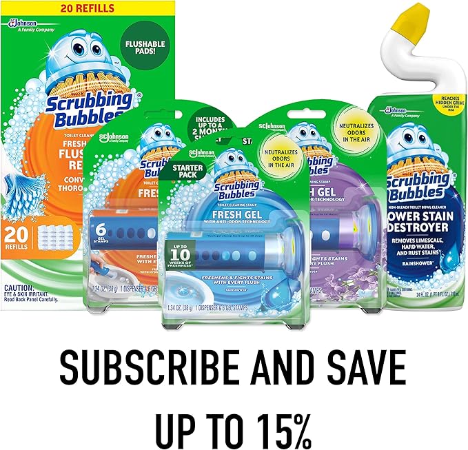 Scrubbing Bubbles Fresh Brush Flushables Refill, Citrus Action Scent, 10 Ct/pack , Pack 0f 12