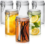 ComSaf 16oz Pint Jars with Airtight Lids (Set of 6), Cylindrical Glass Canisters for Sourdough Starter, Overnight Oats, & Pantry Organization, 500ml Hermetic Jars for Fermenting, Coffee & Spices