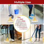 Matthew Cleaning Pack of 12 Heavy Duty Commercial White Mop Head Replacement for General and Floor Cleaning,Wet Industrial Blend Cotton Looped End String Head Refill
