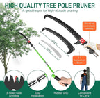 Manual Pole Saw for Tree Trimming, Extendable Tree Pruner (Green, 26ft)