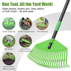 Lightweight Plastic Leaf Rake for Lawns - 16.5'' Wide Garden Rake for Leaves,Gentle on Lawn,65'' Adjustable for Women Seniors Kids,Outdoor Yard Rakes for Sweep Leaves,Grass, Pine Needle