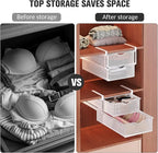 Underwear Drawer Organizer for Closet, Hanging Pull-Out Bra Sock Lingerie Storage Basket - Double-Layer Mesh Undergarment Organizer, Multifunctional Space-Saving Wardrobe Organizer for Bedroom