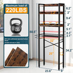 Over The Toilet Storage Cabinet,4 Tier Bathroom Organizers and Storage With Adjustable Shelf Waterproof Feet Pad and Basket ,Multifunctional Space Saver Freestanding Bathroom Shelves With Dividers