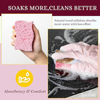 Kitchen Sponges – 12 Pack – Non-Scratch Dual-Sided Cellulose Scrub Sponges for Dishes, Pots, and Pans – Durable, Absorbent, and Reusable (Brown/Pink)