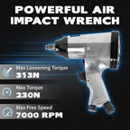 71-Piece Air Tool Kit, 1/2" Impact Wrench, 150mm Hammer, 1/4" Die Grinder, Ratchet Wrench, Air Compressor Tools with Full Accessories for Mechanics