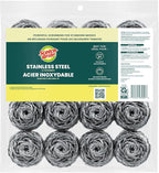 Scotch-Brite Stainless Steel Scrubbers, Scouring Pads for Cleaning Tough Baked-On Messes, Metal Scrubbers for Cleaning Dishes, 16 Scrub Pads