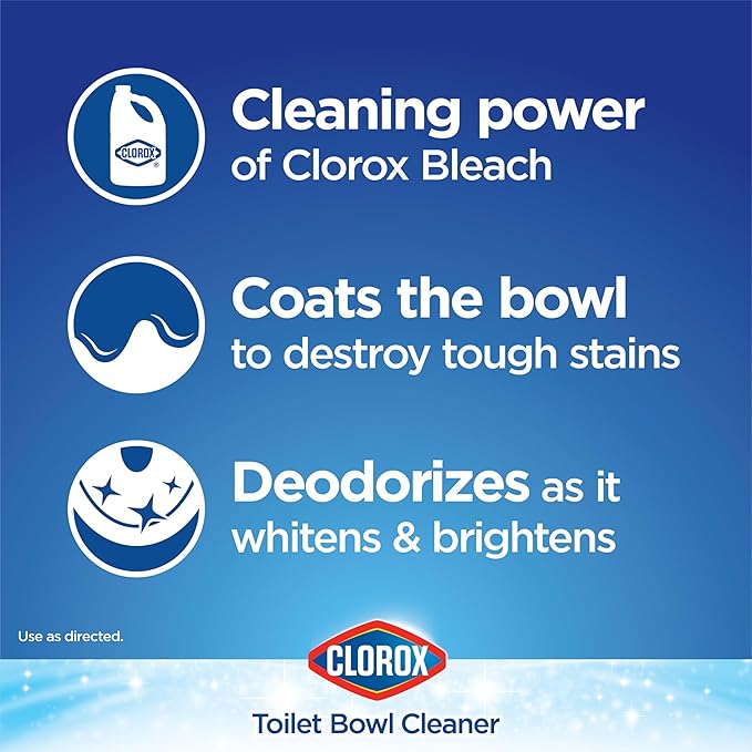 Clorox Toilet Bowl Cleaner Bleach, Rain Clean, 24 Fluid Ounces, Pack of 2 (Package May Vary)