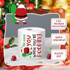 2 Rolls Christmas Toilet Paper Gifts Santa Claus Toilet Tissue with Packaging Bag and Bow Disposable Xmas Paper Towels Christmas Stocking Stuffers for Holiday Birthday Party Supply(Santa)