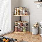 Forest Angle Bathroom Counter Organizer,Countertop Organizer,Vanity Organizers,Bathroom Storage,Bathroom Sink Caddy,Counter Shelf,Corner Counter,Corner Shelves(Black-Burlywood)