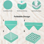 Simple Houseware 4-Pack Drawer Organizer Set - Closet Dividers for Underwear, Socks, Bras, Scarves, Ties - Foldable Non-Woven Storage Boxes, Turquoise
