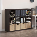 Furinno Cubicle Cube Insert, 3-Shelf Cube Organizer, 3-Tier Shelf Accessory, Fits into Furinno Triple Thick Cubes, IKEA Kallax, for Organizers and Storage, Black Dark Oak