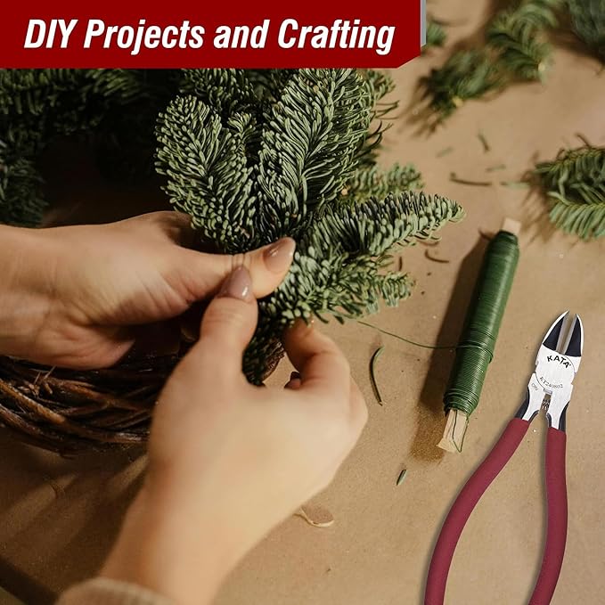 KATA 6-Inch Flush Cut Wire Cutters, Heavy Duty Side Cutter Pliers with Safety Cap, Sharp Snips for Crafting, Zip Ties, Floral Wire, Electrical, Jewelry, Chicken Wire, Artificial Flowers
