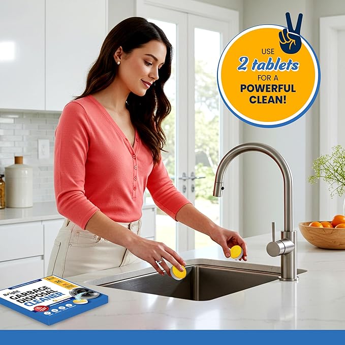 Garbage Disposal Cleaner and Deodorizer Tablets - 24 Pack, XL Citrus Foaming Tablet for Kitchen Sink Freshener, Drain Cleaner & Odor Eliminator - 1 Year of Sink Cleaning Supply