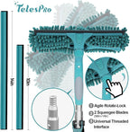 36 Feet High Reach Window Squeegee with 7-30 Ft Extension Pole, Window Cleaner Tool with 5-Stage Telescoping Pole, Window Cleaning Kit with Rotatable Head (2 Squeegee & 2 Microfibre Cloths)