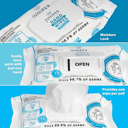 1 Pack Hand Sanitizing Wipes, 72 Count Disposable Hand Sanitizer Wipes, Fresh Scent, Lint Free & Durable