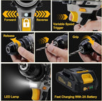 119 Pcs Cordless Drill Tool Kit Set; 20V Brushless Power Drill with 2.0Ah Battery, 10mm 3/8" Keyless Chuck, 60N.M & 21+1 Torque Setting Power Tool Set for DIY Garden House Office Repai